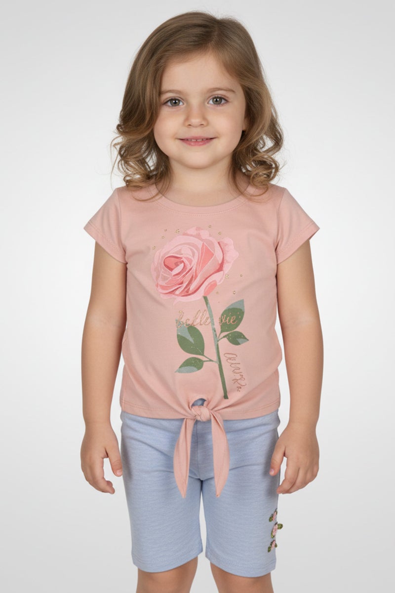 Freestyle Toddlers Girl 4Pcs Graphic Print Top And Shorts Set, Multicolor - Image 1